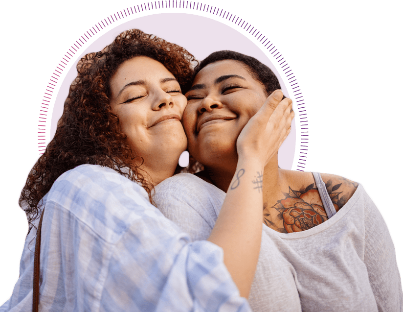 2 healthy woman embracing each other